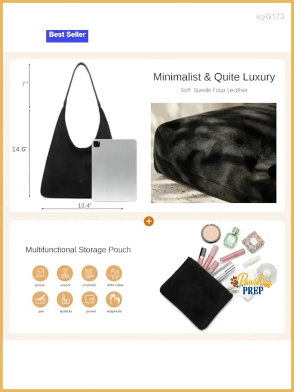 Slouchy Suede Hobo Bag Women Faux Suede Shoulder Purse Tote